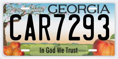 GA license plate CAR7293