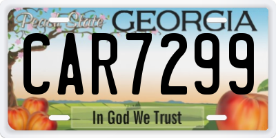 GA license plate CAR7299