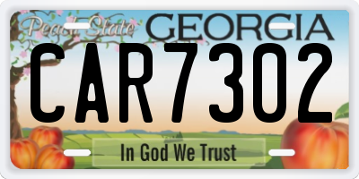 GA license plate CAR7302