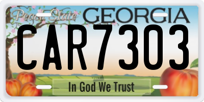 GA license plate CAR7303