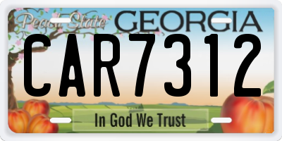 GA license plate CAR7312