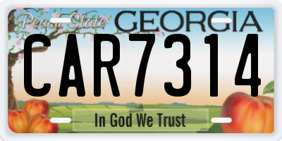 GA license plate CAR7314