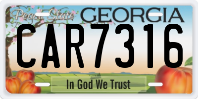 GA license plate CAR7316