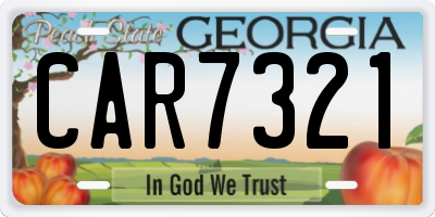 GA license plate CAR7321