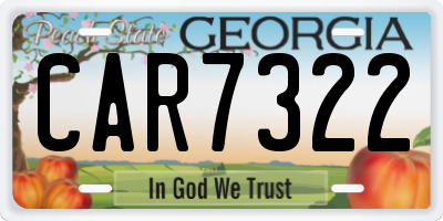 GA license plate CAR7322