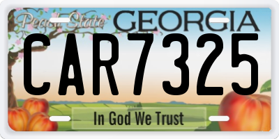 GA license plate CAR7325