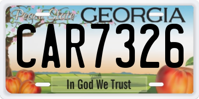 GA license plate CAR7326