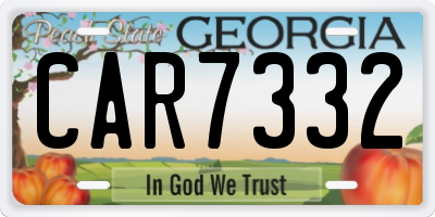 GA license plate CAR7332