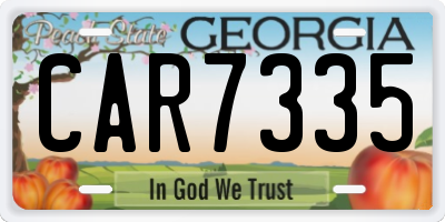 GA license plate CAR7335