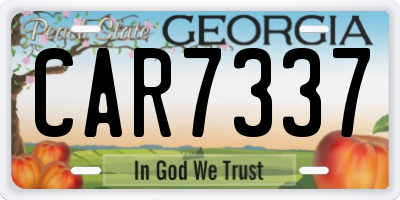 GA license plate CAR7337