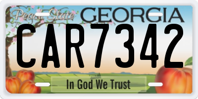 GA license plate CAR7342