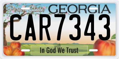 GA license plate CAR7343