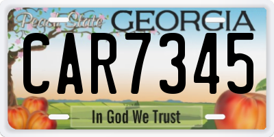 GA license plate CAR7345