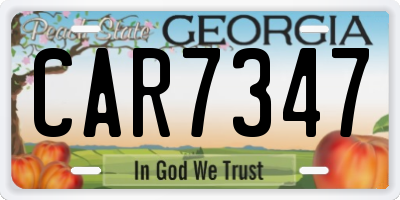 GA license plate CAR7347