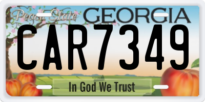 GA license plate CAR7349