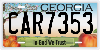 GA license plate CAR7353