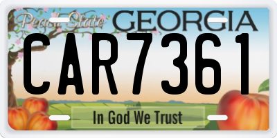 GA license plate CAR7361