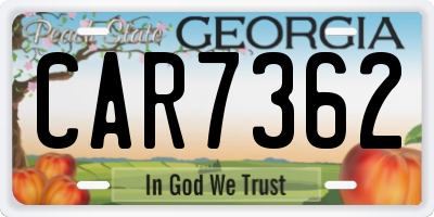 GA license plate CAR7362