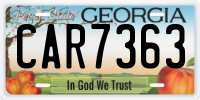 GA license plate CAR7363