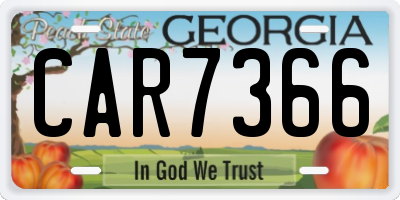 GA license plate CAR7366