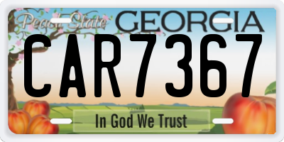 GA license plate CAR7367