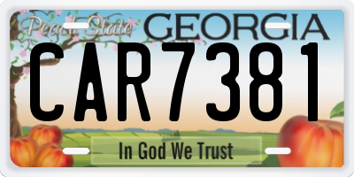 GA license plate CAR7381