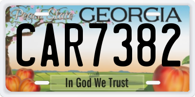 GA license plate CAR7382