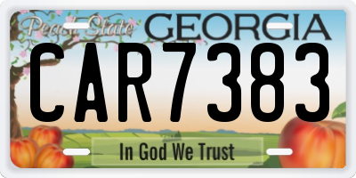 GA license plate CAR7383