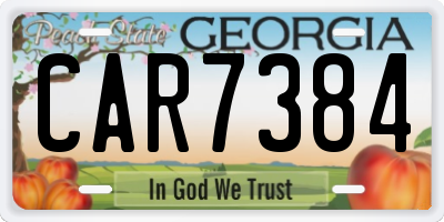 GA license plate CAR7384