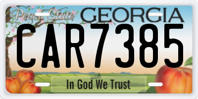 GA license plate CAR7385