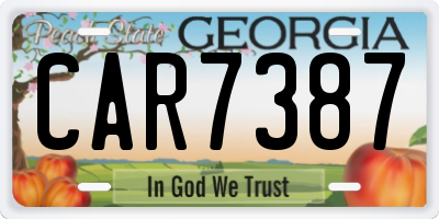 GA license plate CAR7387