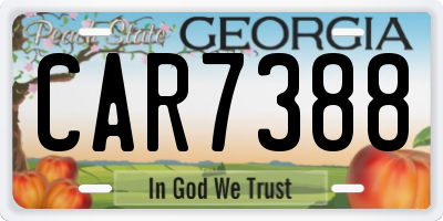 GA license plate CAR7388