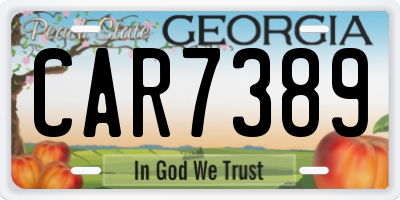 GA license plate CAR7389