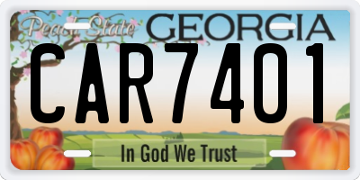 GA license plate CAR7401