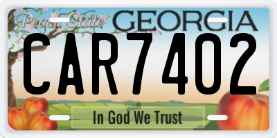 GA license plate CAR7402