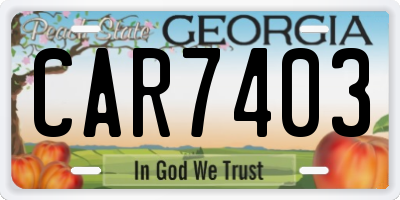 GA license plate CAR7403