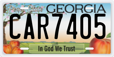 GA license plate CAR7405