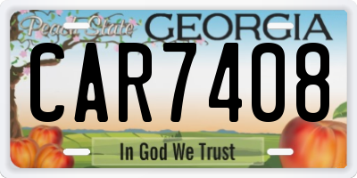 GA license plate CAR7408