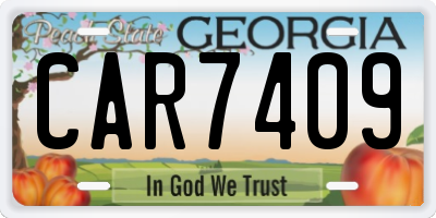 GA license plate CAR7409