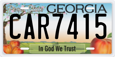 GA license plate CAR7415