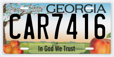 GA license plate CAR7416