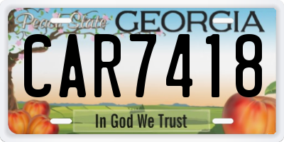 GA license plate CAR7418