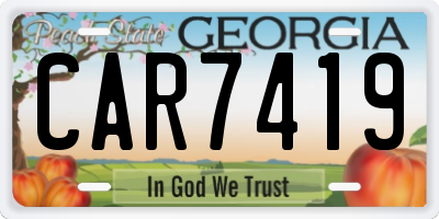 GA license plate CAR7419