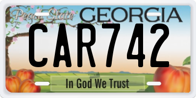 GA license plate CAR742