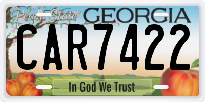 GA license plate CAR7422