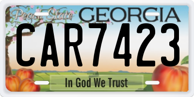 GA license plate CAR7423