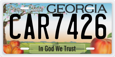 GA license plate CAR7426