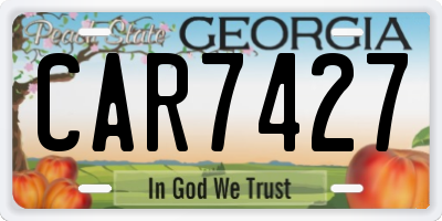 GA license plate CAR7427