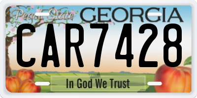 GA license plate CAR7428