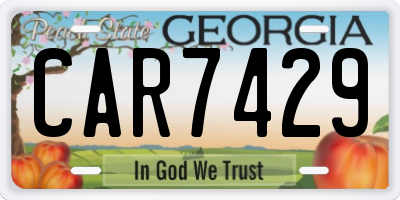 GA license plate CAR7429